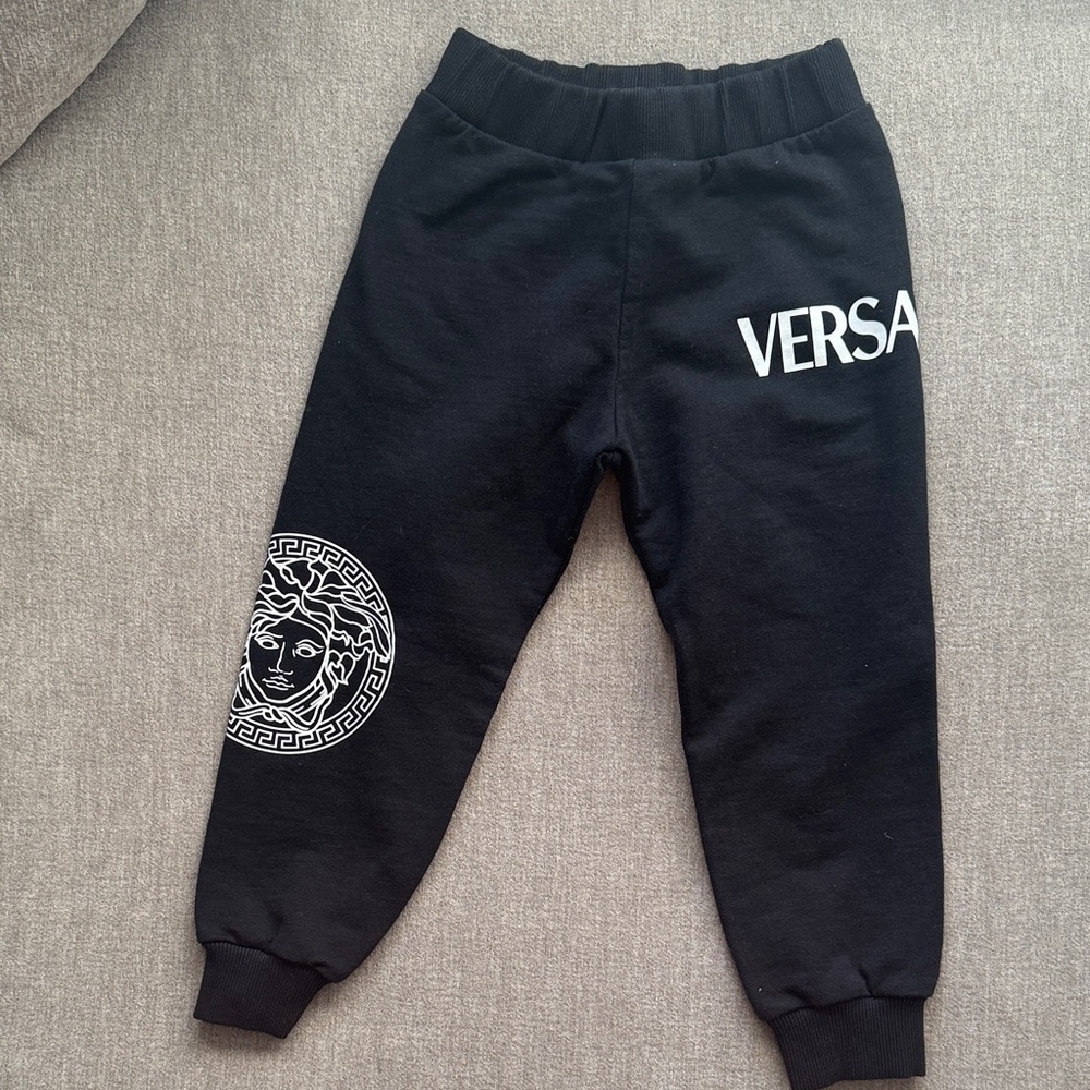 Versace Kids Black Sweatpants with White Logo